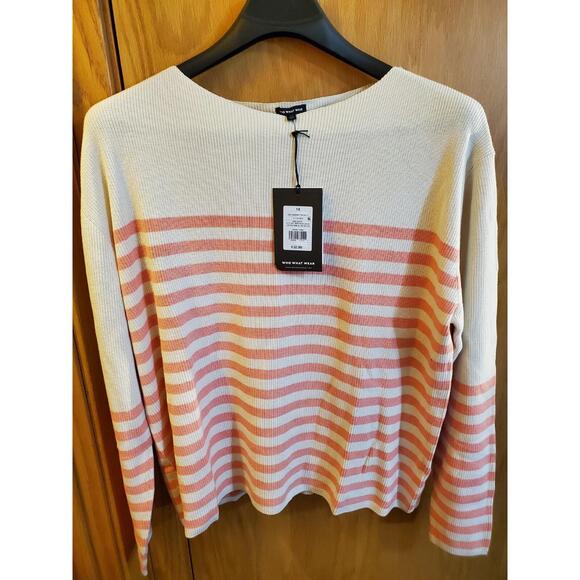 Who What Wear Sweaters - Striped Cream and Pink Sweater